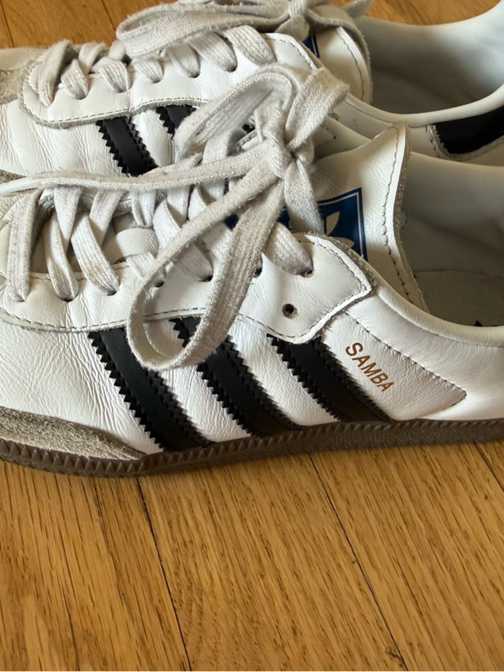 adidas White and Black Samba Leather Sneakers